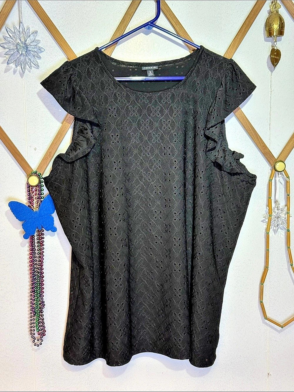 TORRID Black Lace Short Sleeve Top Size 3